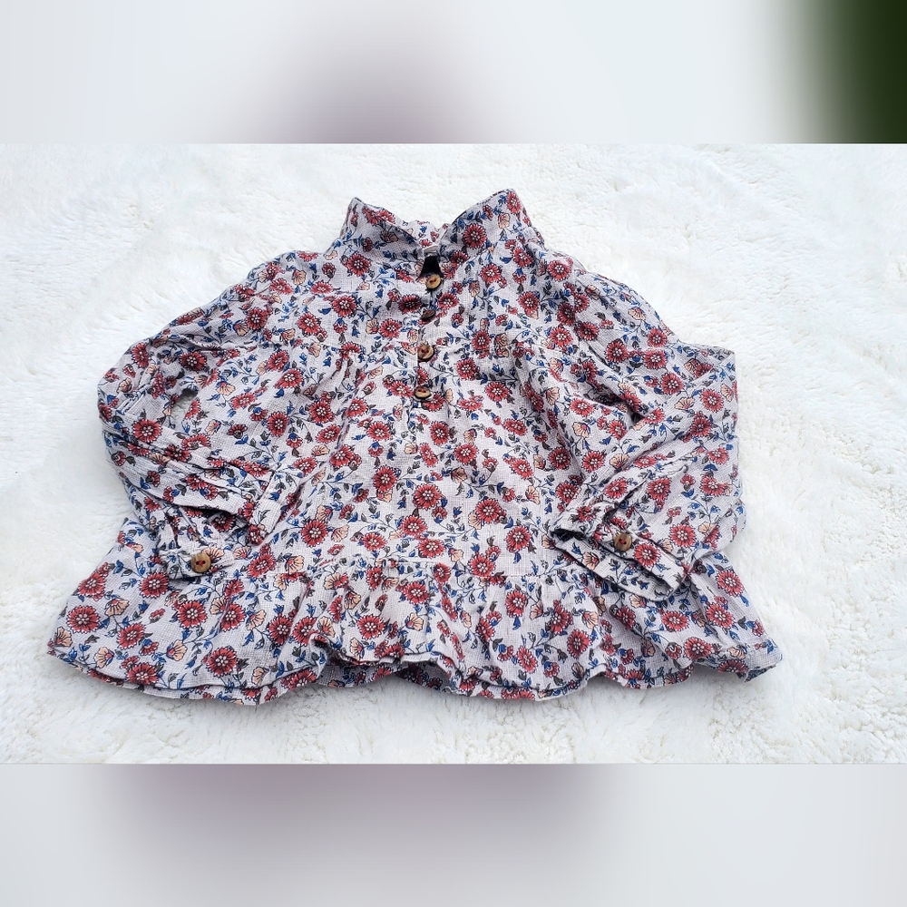 Zara Baby Girl Floral Blouse with Buttons Size 6/9m